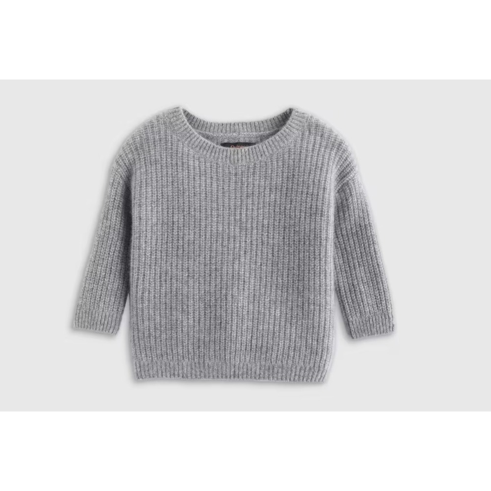 Quince NWT Washable Cashmere Fisherman Tunic Sweater in Gray Size 18-24 Months